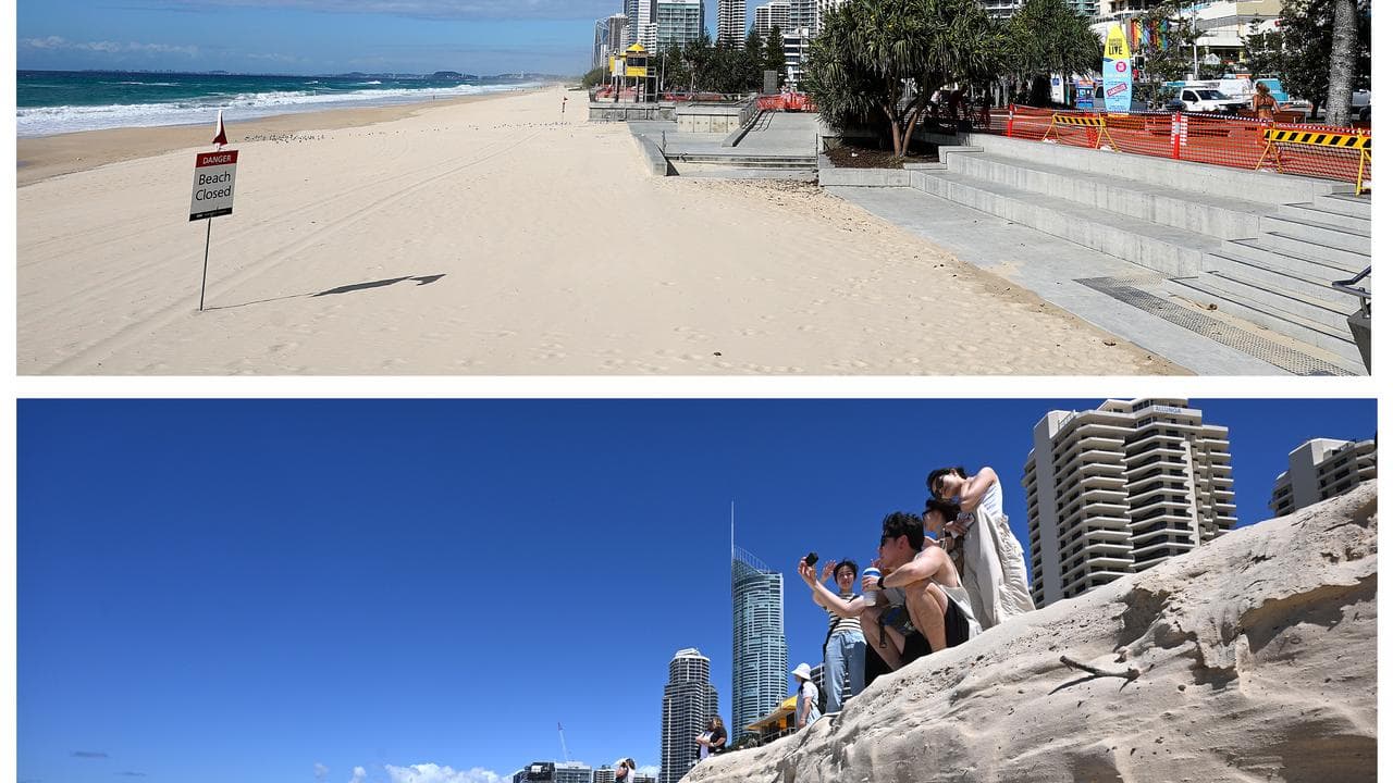 Before and after photo of beach at Surfers Paradise