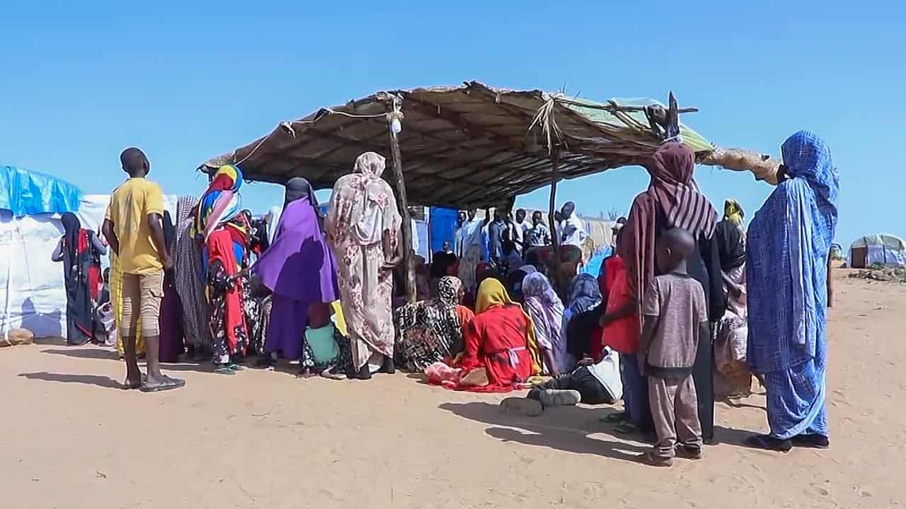 Sudanese refugees outside a field hospital in Chad (file image)