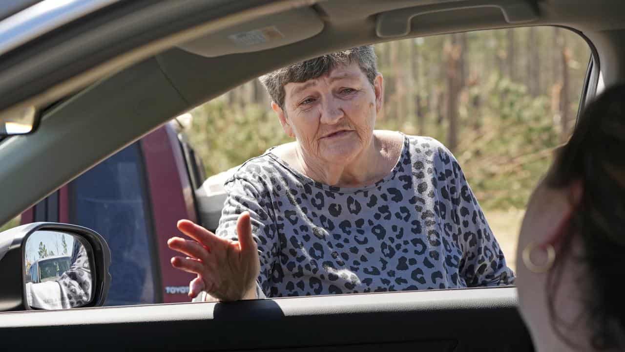 Donna Blansett after a tornado destroyed her  mobile home