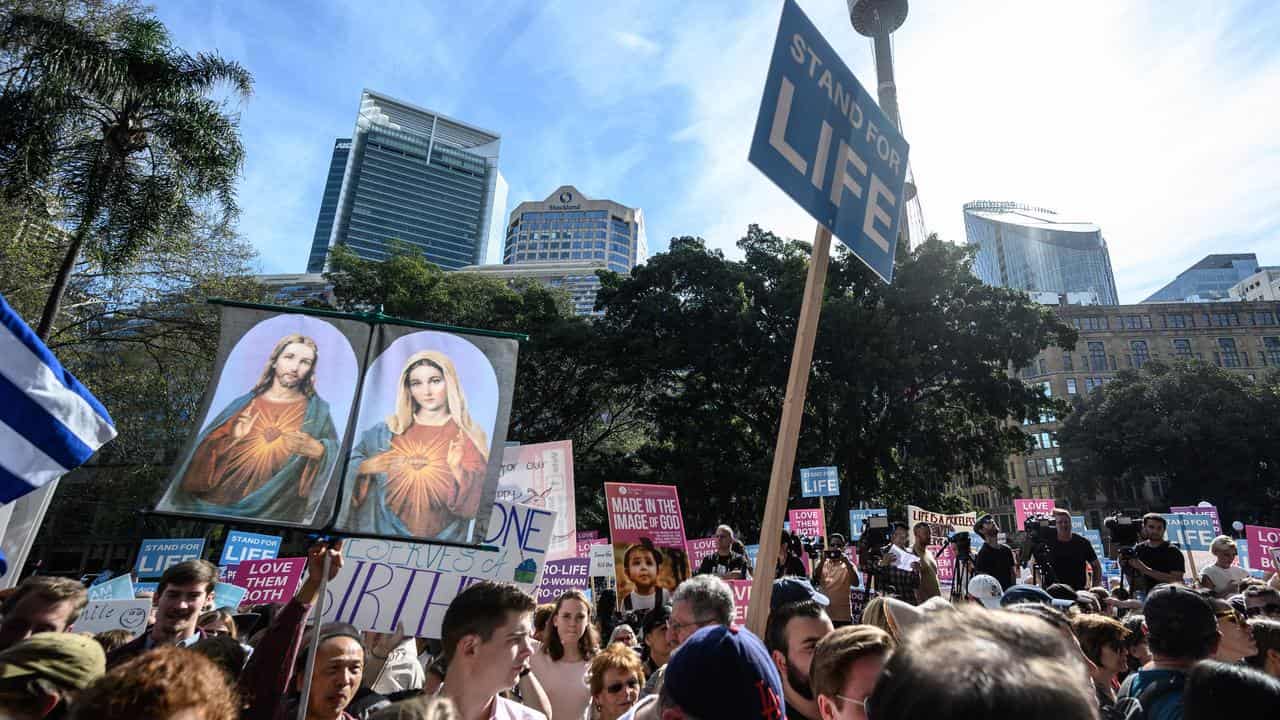 An anti-abortion rally in Hyde Park in 2019.