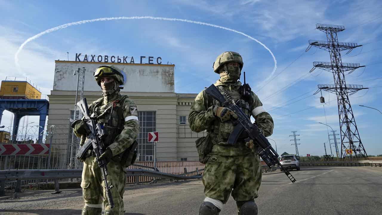 Russian troops at a power station in Ukraine (file image)