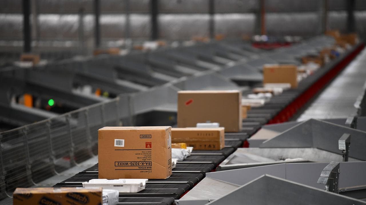 Parcels at an Australia Post delivery centre (file image)