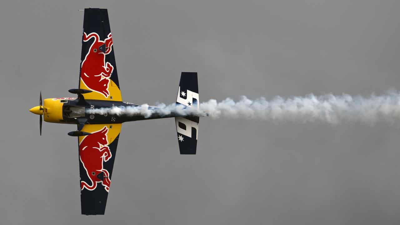 Red Bull plane doing aerials