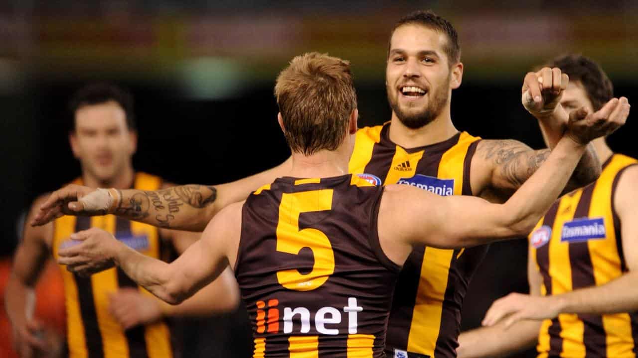 (L-R) Sam Mitchell and Lance Franklin.