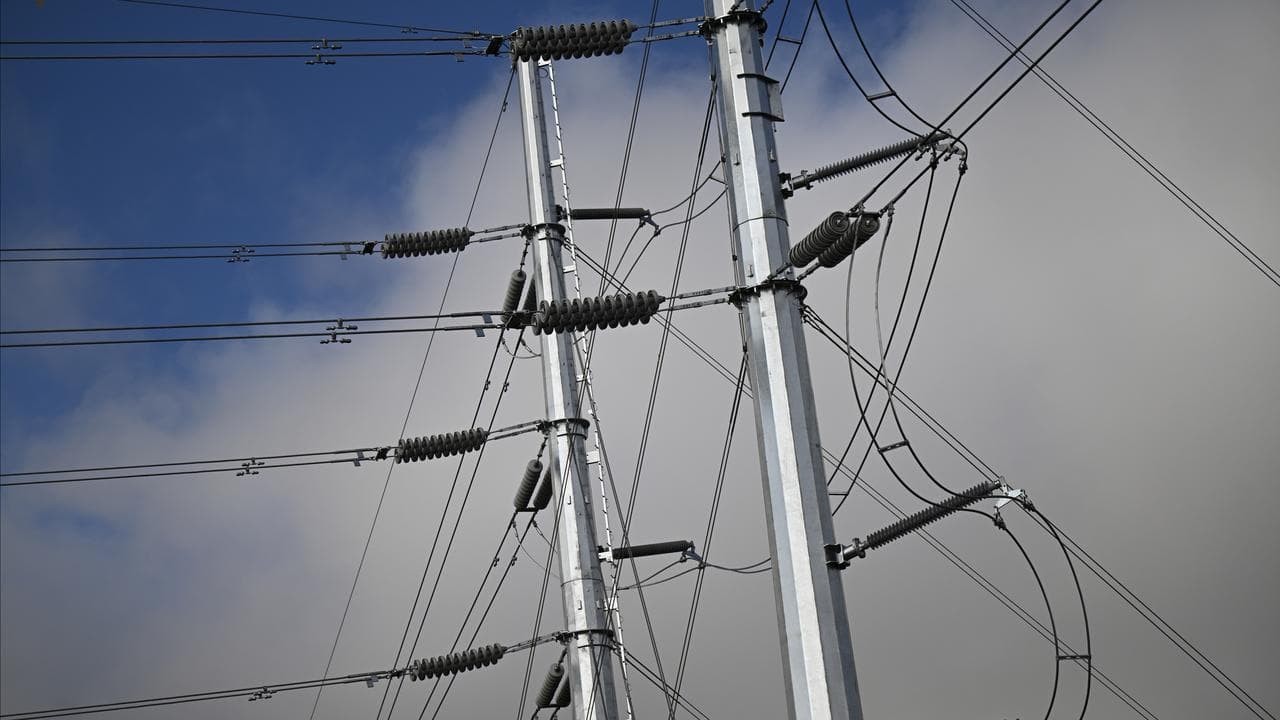 Newly installed power transmission towers