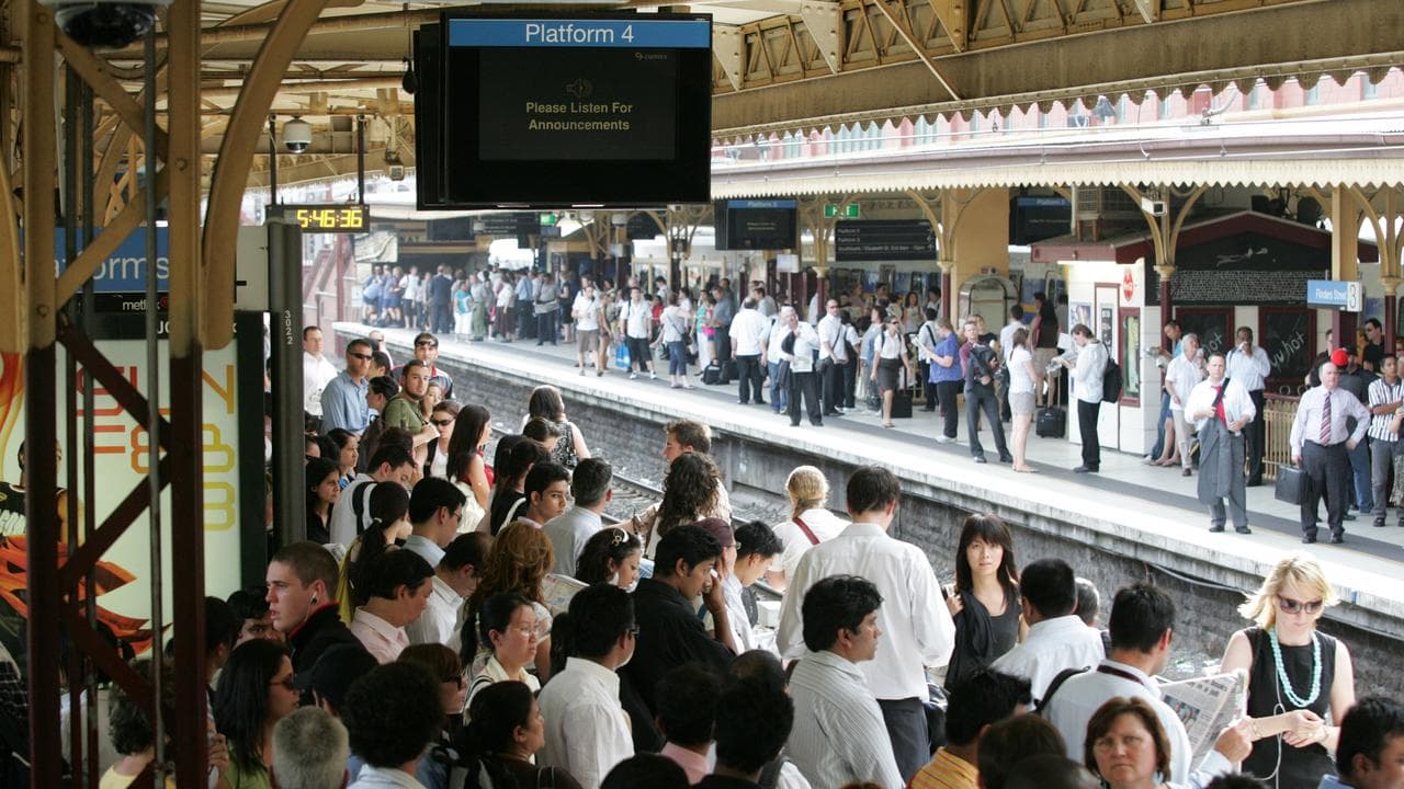 Passengers at Flinders Street Station