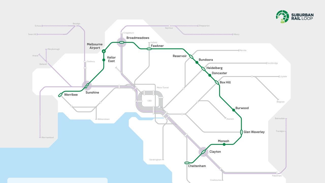 A map of the proposed rail loop