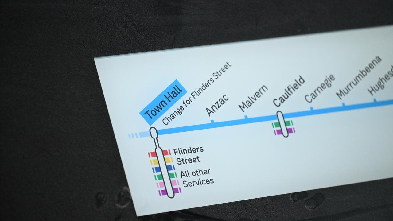 Signage for the Town Hall metro train station