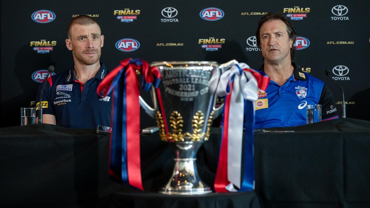 Simon Goodwin (left) and Luke Beveridge