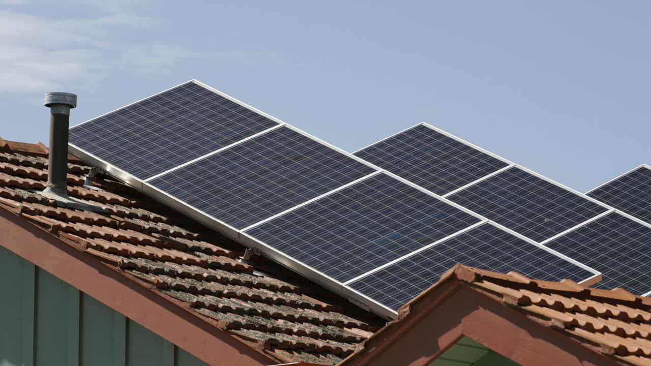 Solar panels on a house.