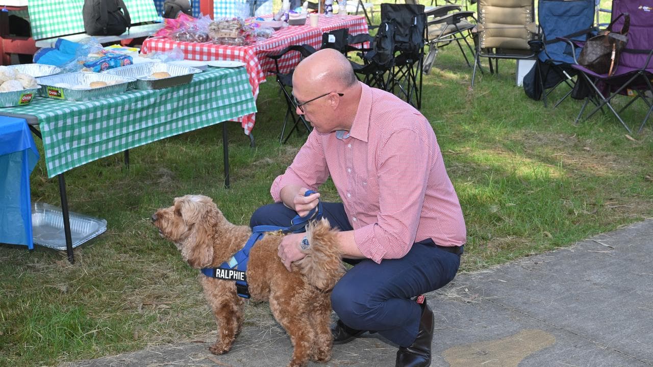 Opposition Leader Peter Dutton and his dog Ralphie
