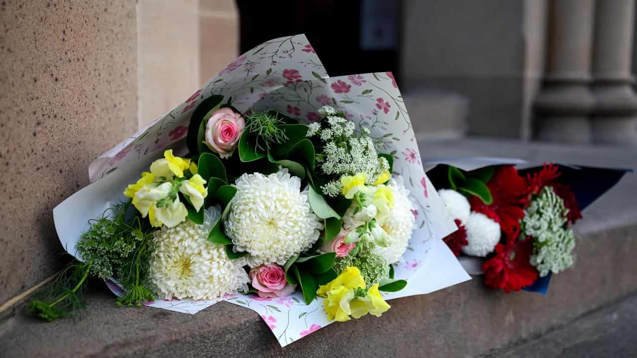 Floral tributes for Pope Francis at St Mary's Cathedral in Sydney