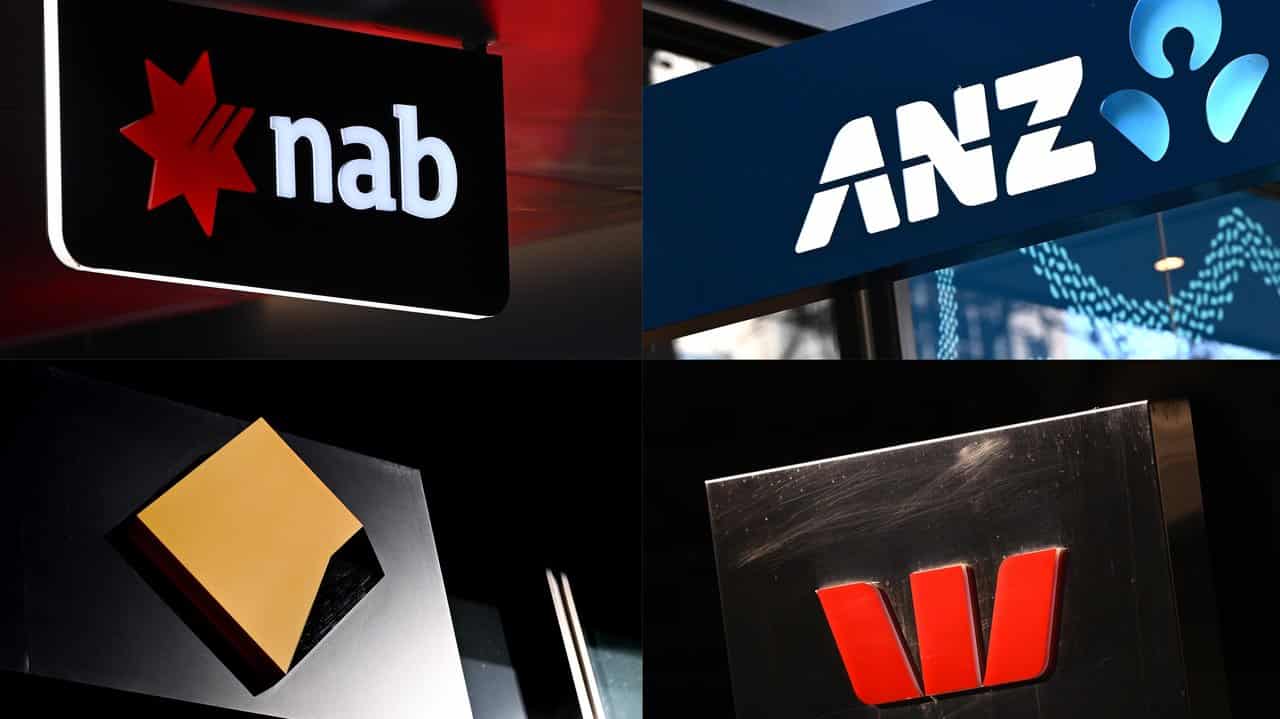 A composite image of banking signage