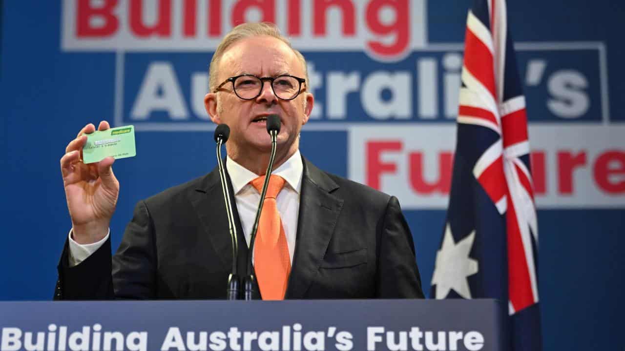 Anthony Albanese speaks at a campaign rally at Parramatta Town Hall.