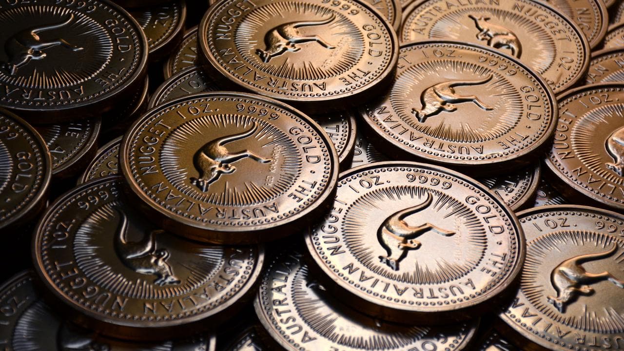 A file photo of gold coins