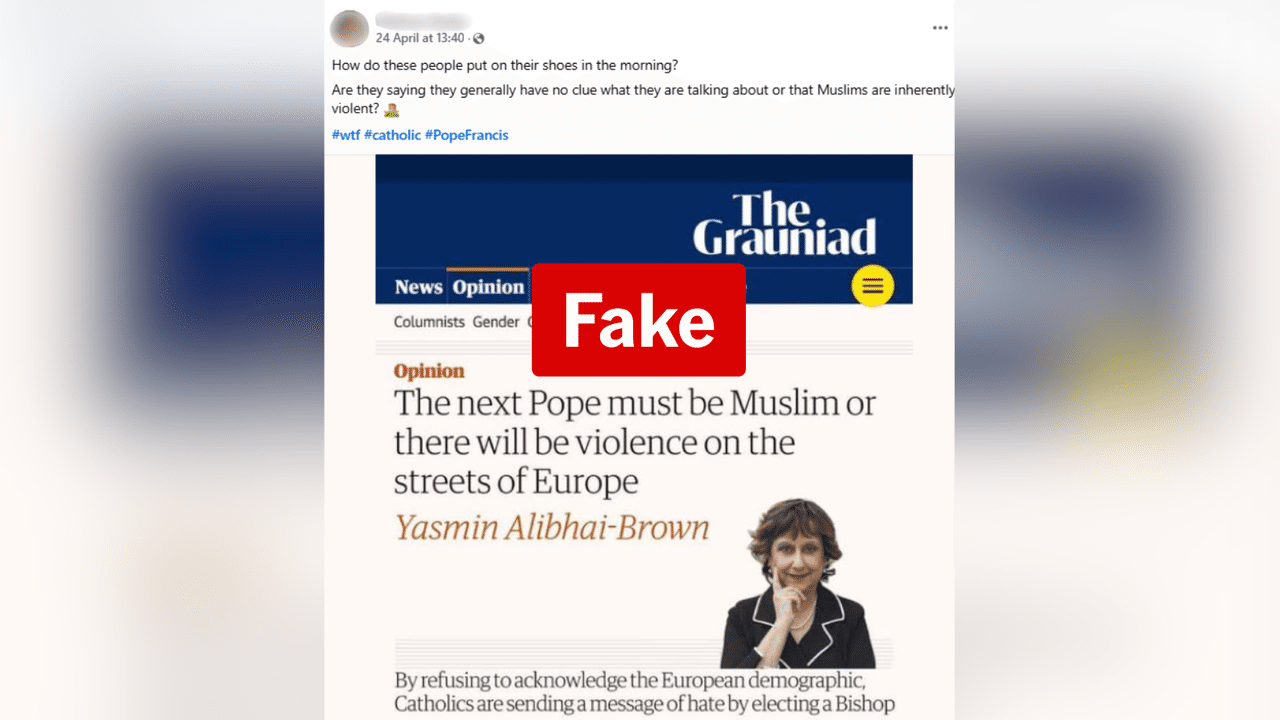 A Facebook post featuring the fake Guardian article.