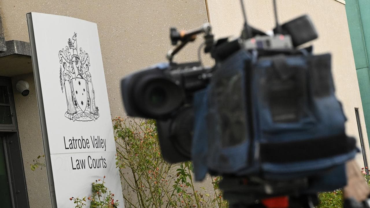 TV camera outside the court building
