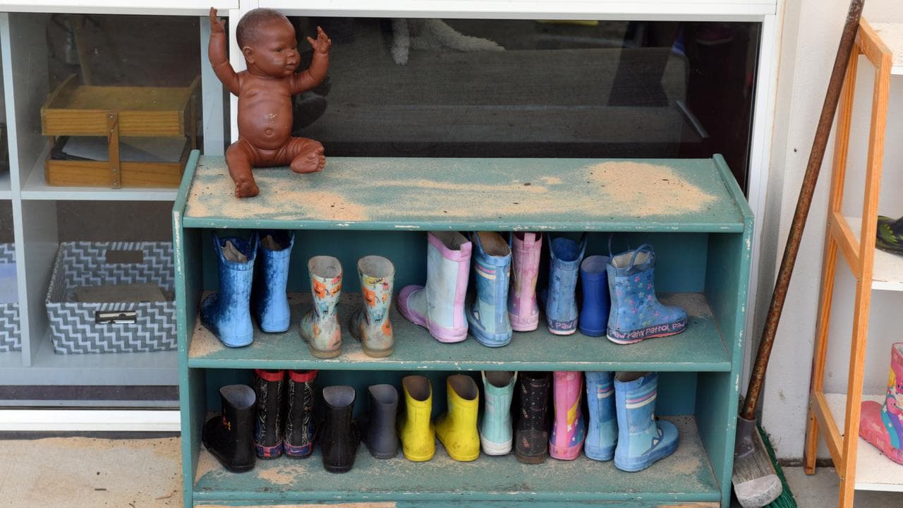 Children's boots at a childcare centre