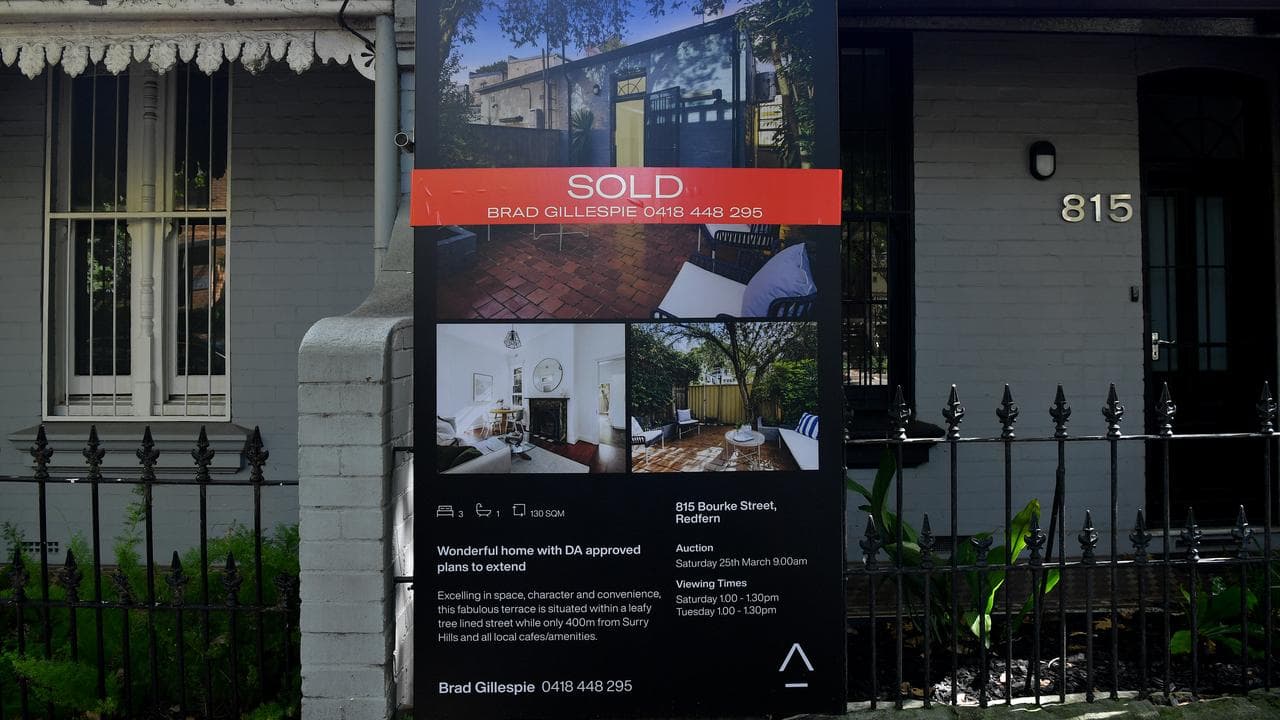 A ‘sold’ sign on a residential home in Sydney.