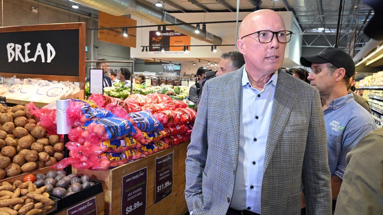 Peter Dutton at a fruit and vegetable market in Nowra