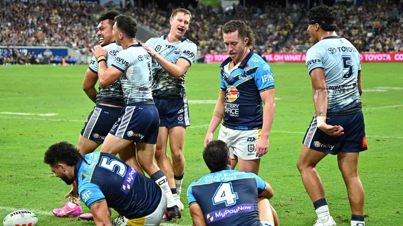 Celebrating North Queensland Cowboys players.
