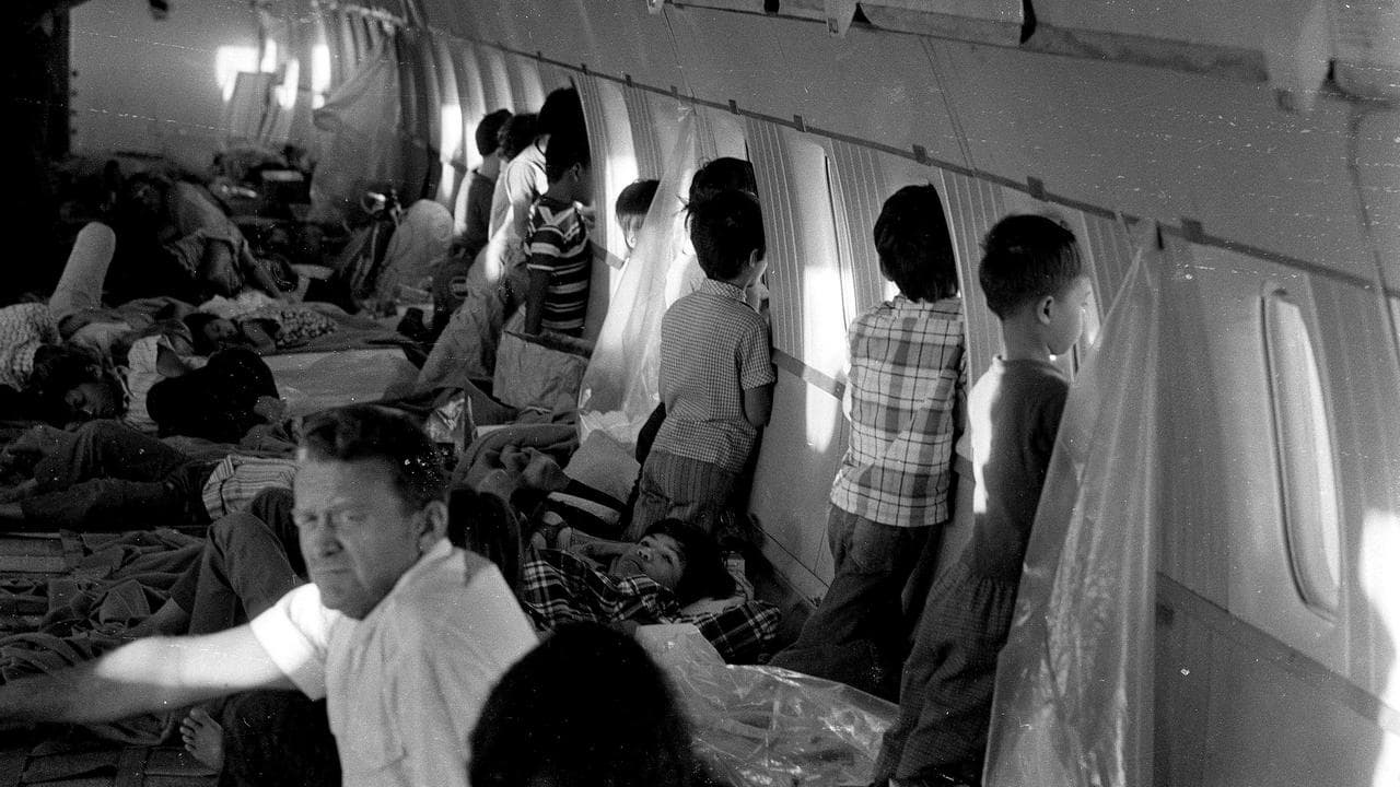 DC 8 jet en route to the United States in April 1975.