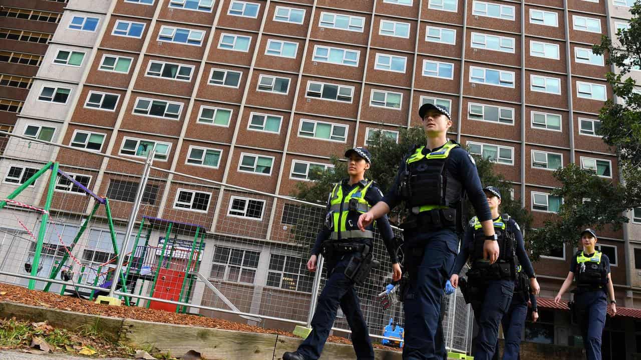 Victorian police officers patrol in Richmond