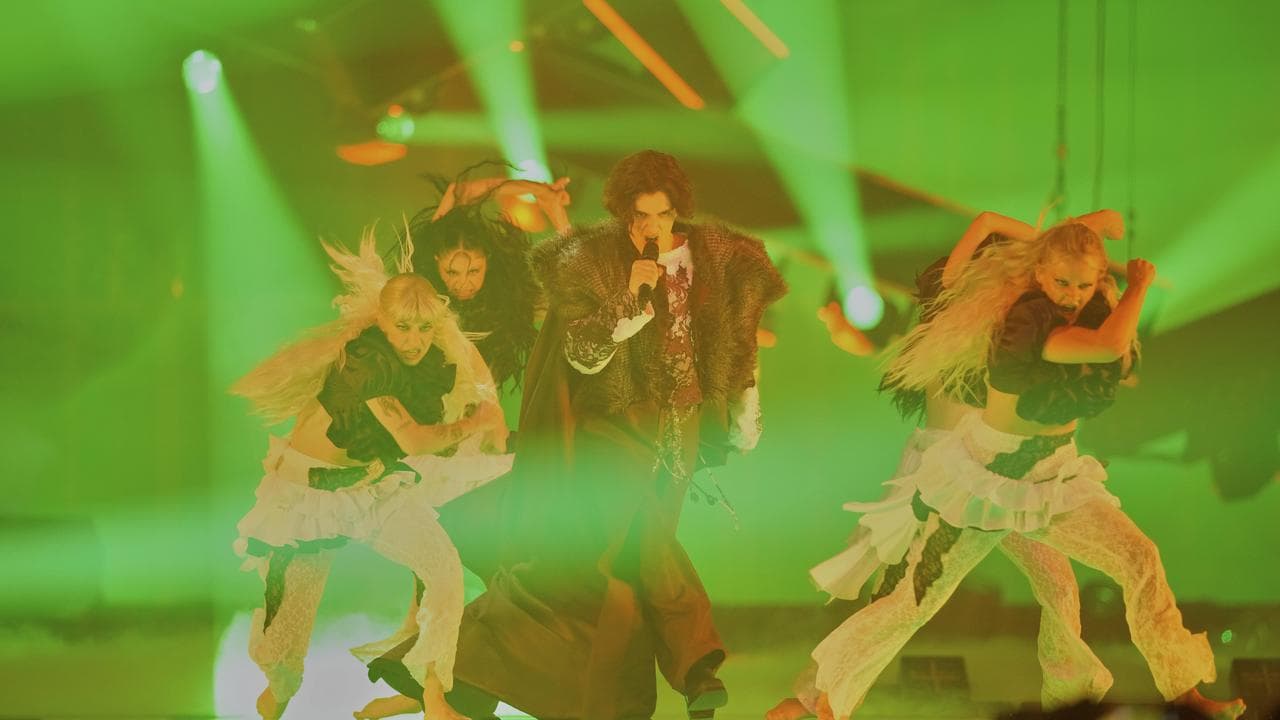 Marko Bosnjak from Croatia rehearses at Eurovision
