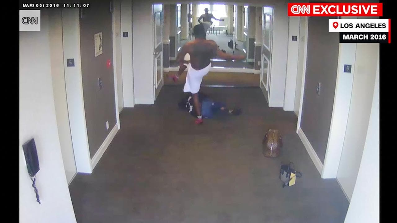 Grab of hotel security video showing Sean Combs beating Cassie in 2016