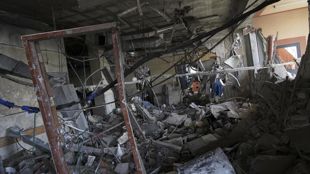 Destroyed room at Nasser Hospital in Khan Younis, Gaza Strip