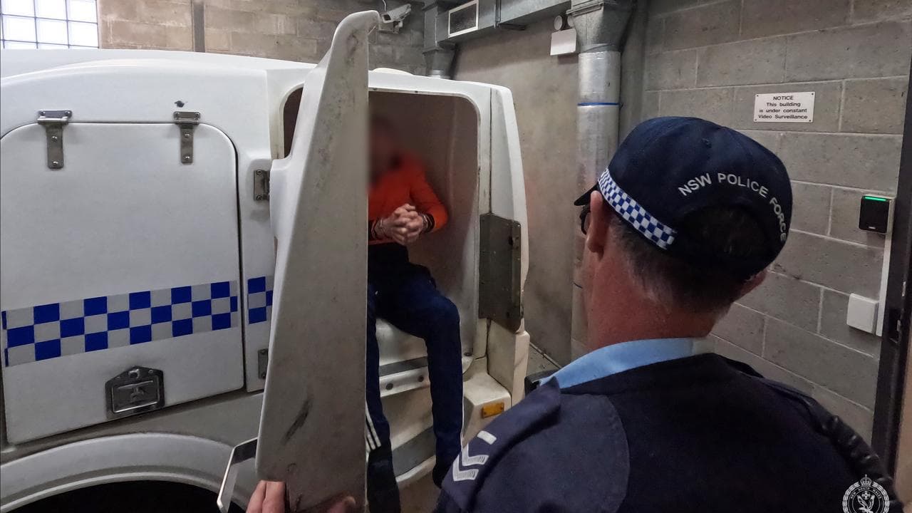 A man in a police wagon