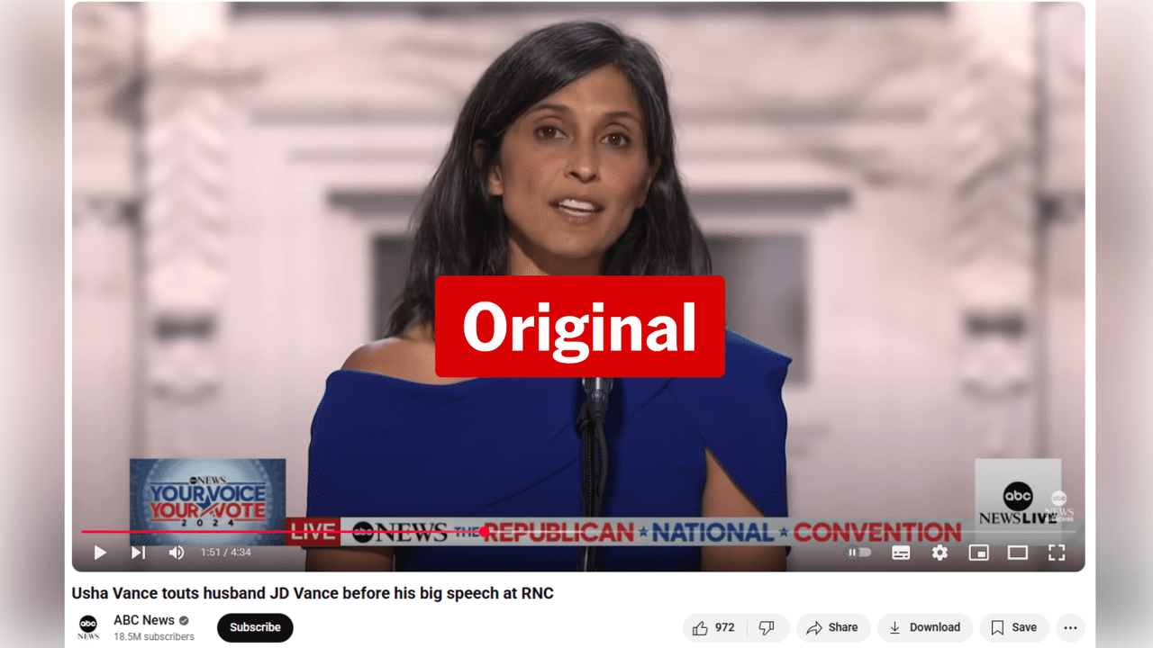 Genuine footage of Usha Vance at the Republican National Convention.