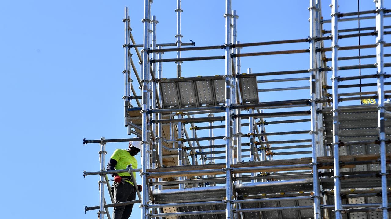 Construction workers at a building site (file image)
