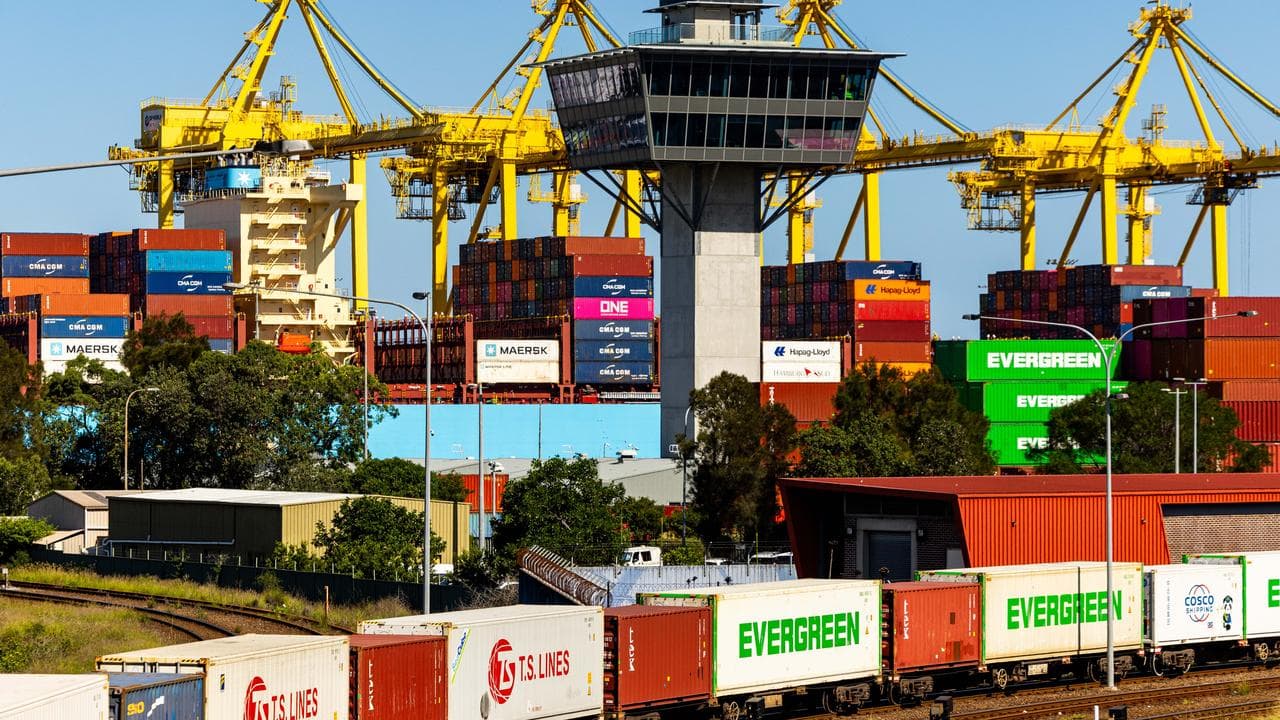 Shipping containers and a freight train (file image)