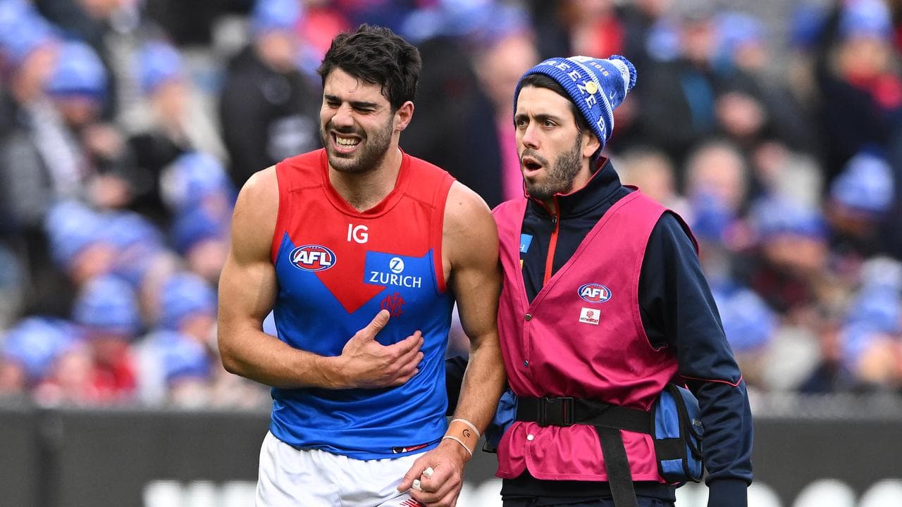 A clearly distressed Christian Petracca