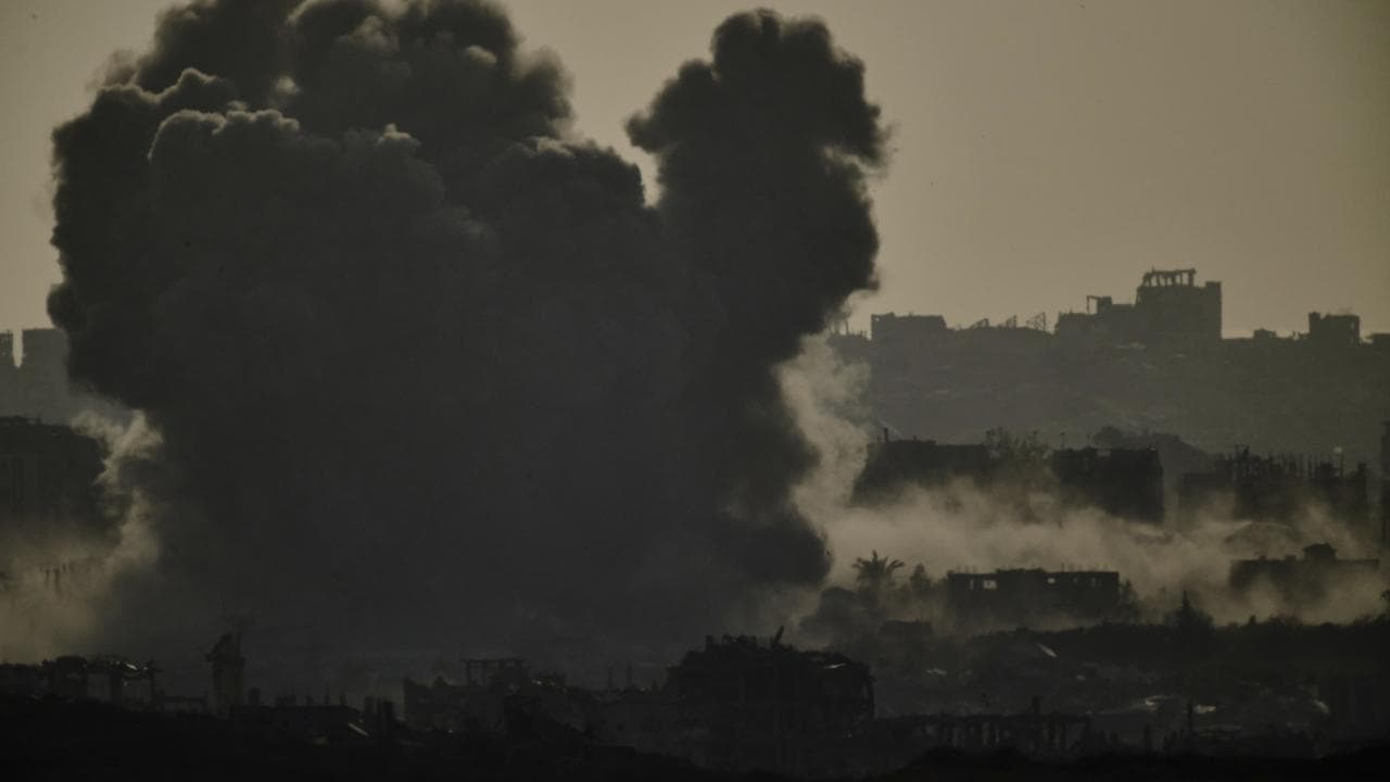 Smoke rises following an Israeli bombardment in the Gaza Strip