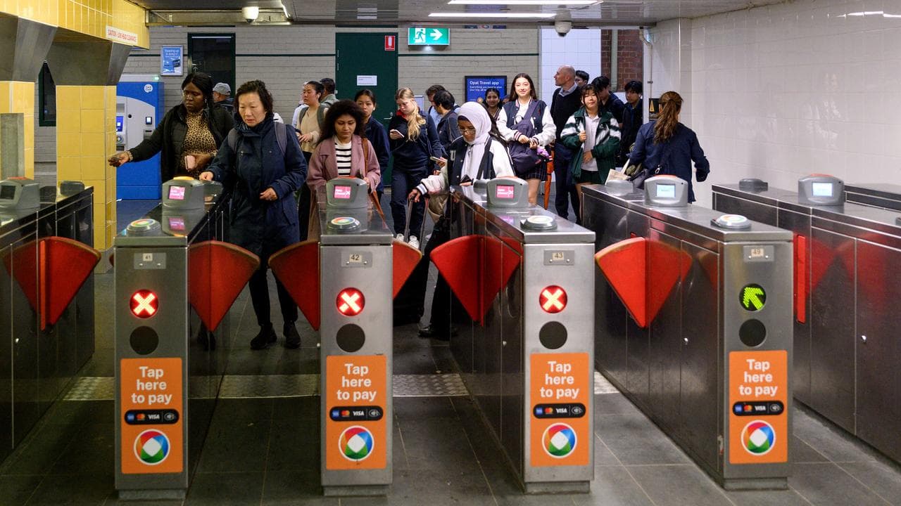Commuters tap on at Strathfield Station in Sydney (file image)