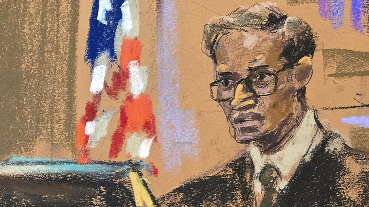 A courtroom sketch of Judge Arun Subramanian