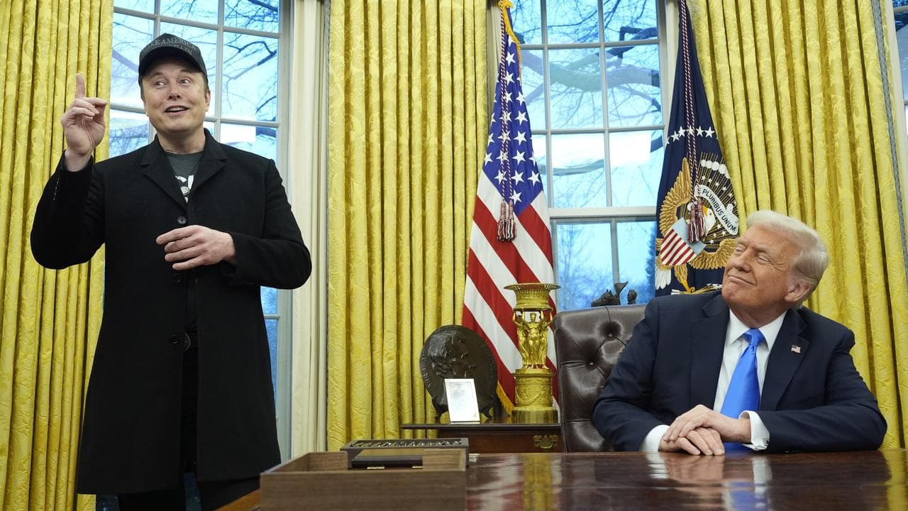 Elon Musk and Donald Trump at the White House in January