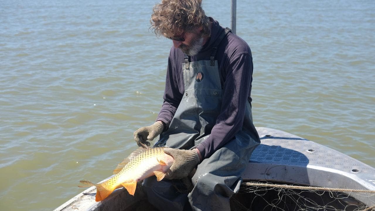 Coorong fisherman Glen Hill at Coorong Lagoon in South Australia