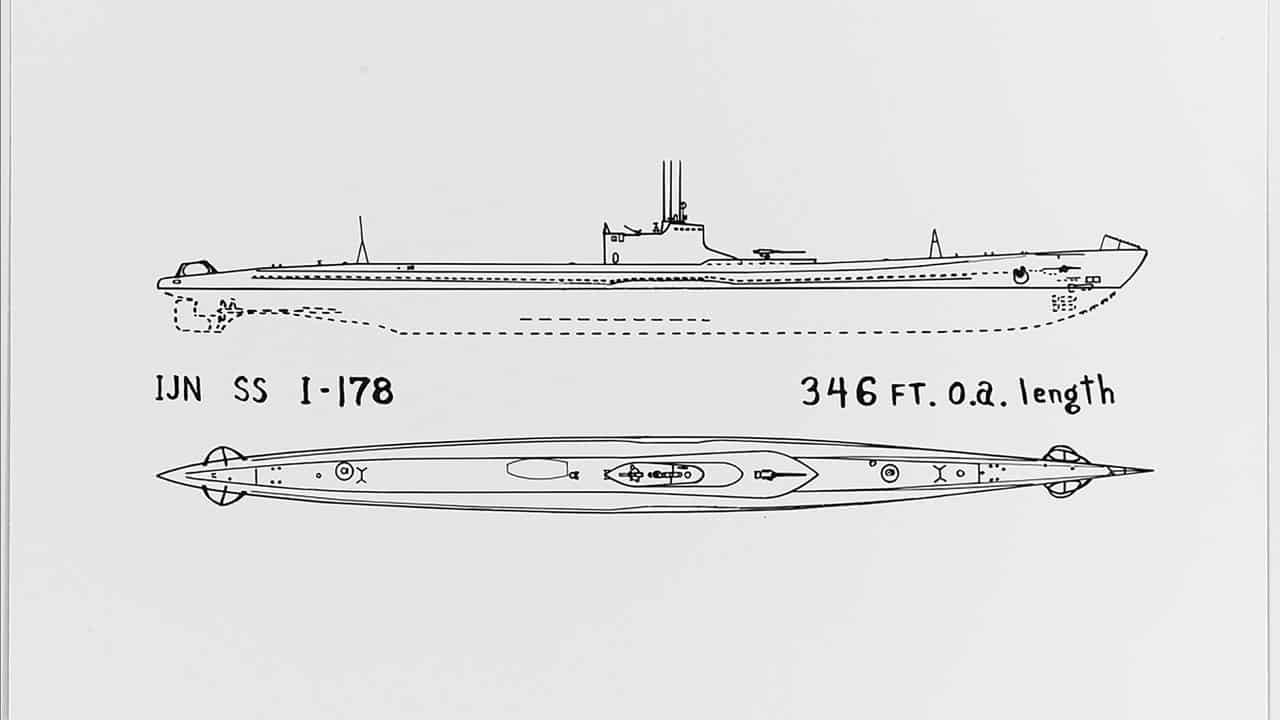 Dimensins for the Japanese KD7 class submarine I-178