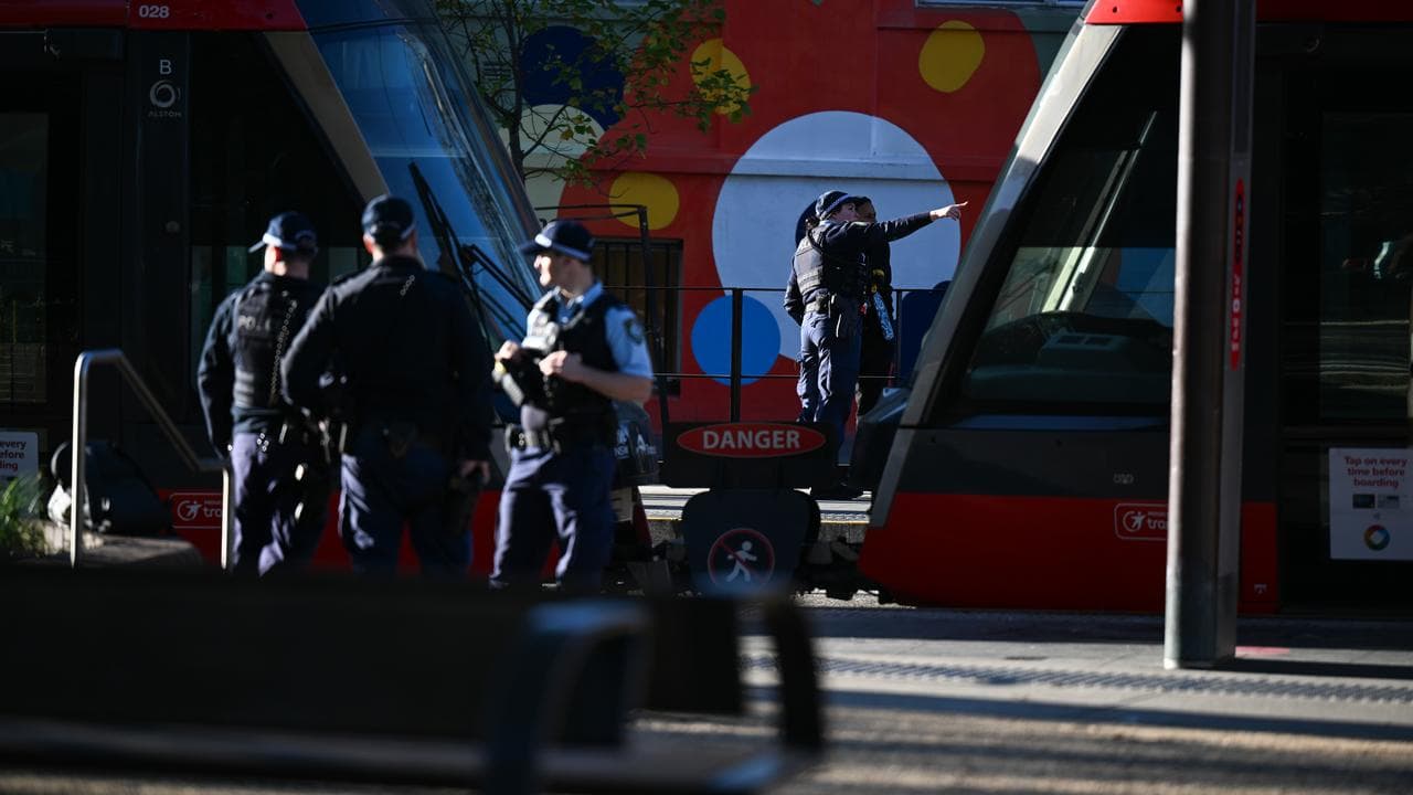 Police at light rail stop