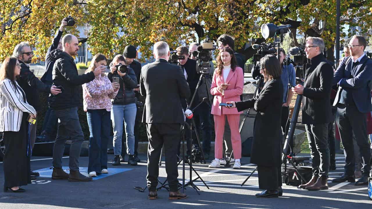 Tasmania Premier Jeremy Rockliff speaks to media