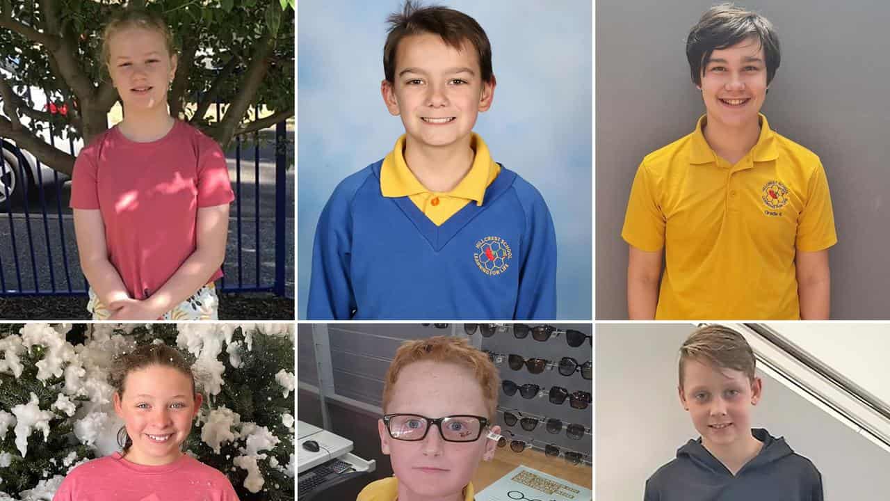 A composite photo of the six children