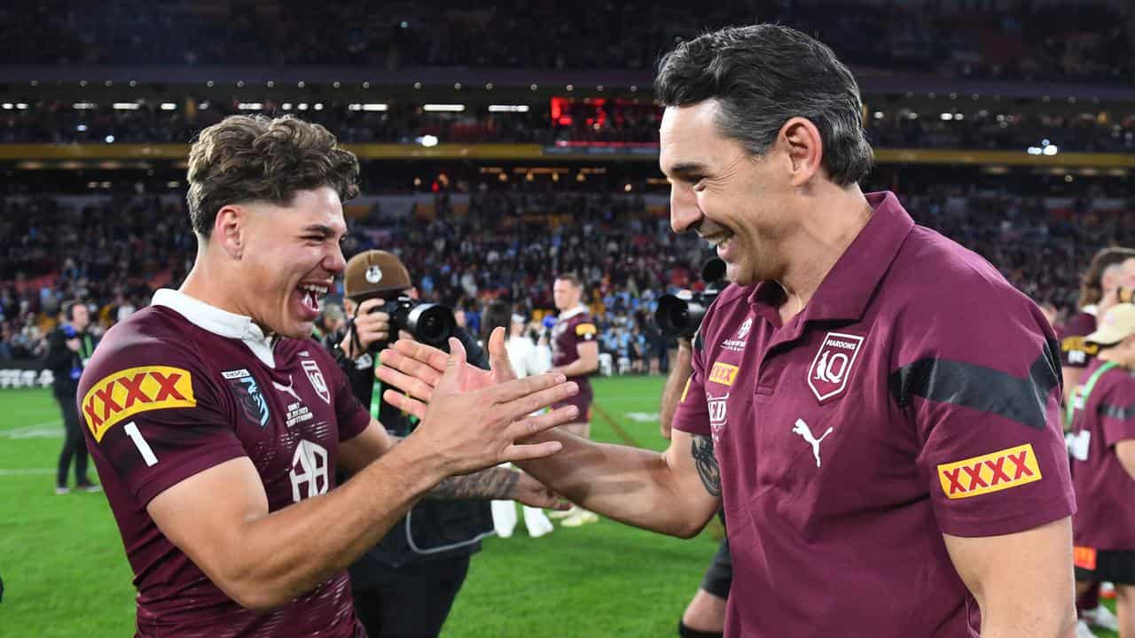 (L-R) Reece Walsh and Billy Slater.