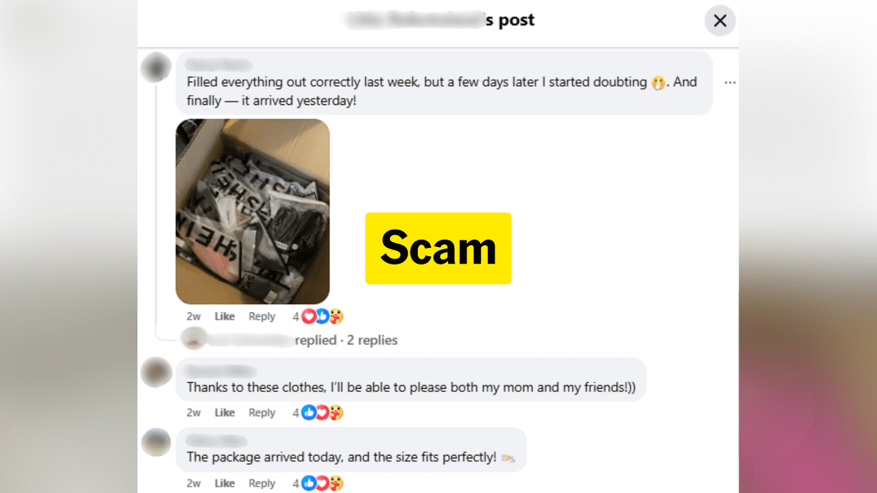 The comments under one of the Facebook posts featuring the scam.