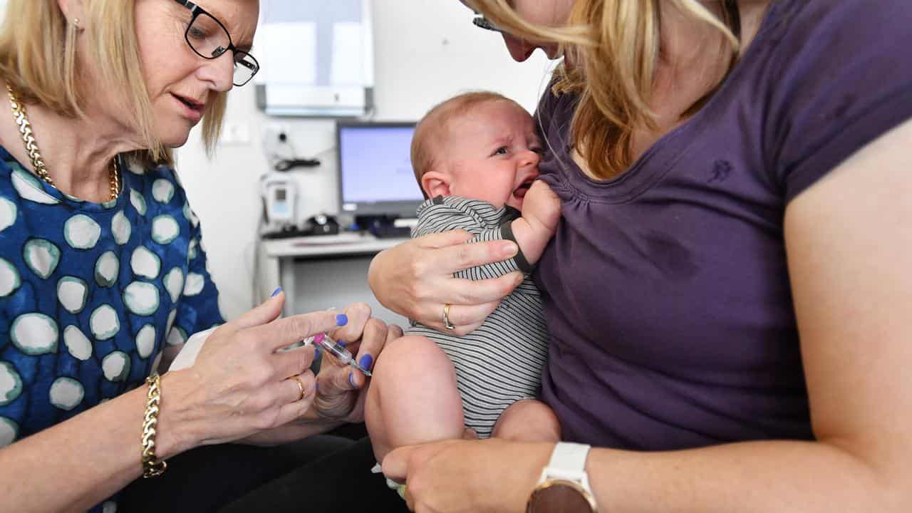 A baby in SA gets a free meningococcal B vaccine (file image)