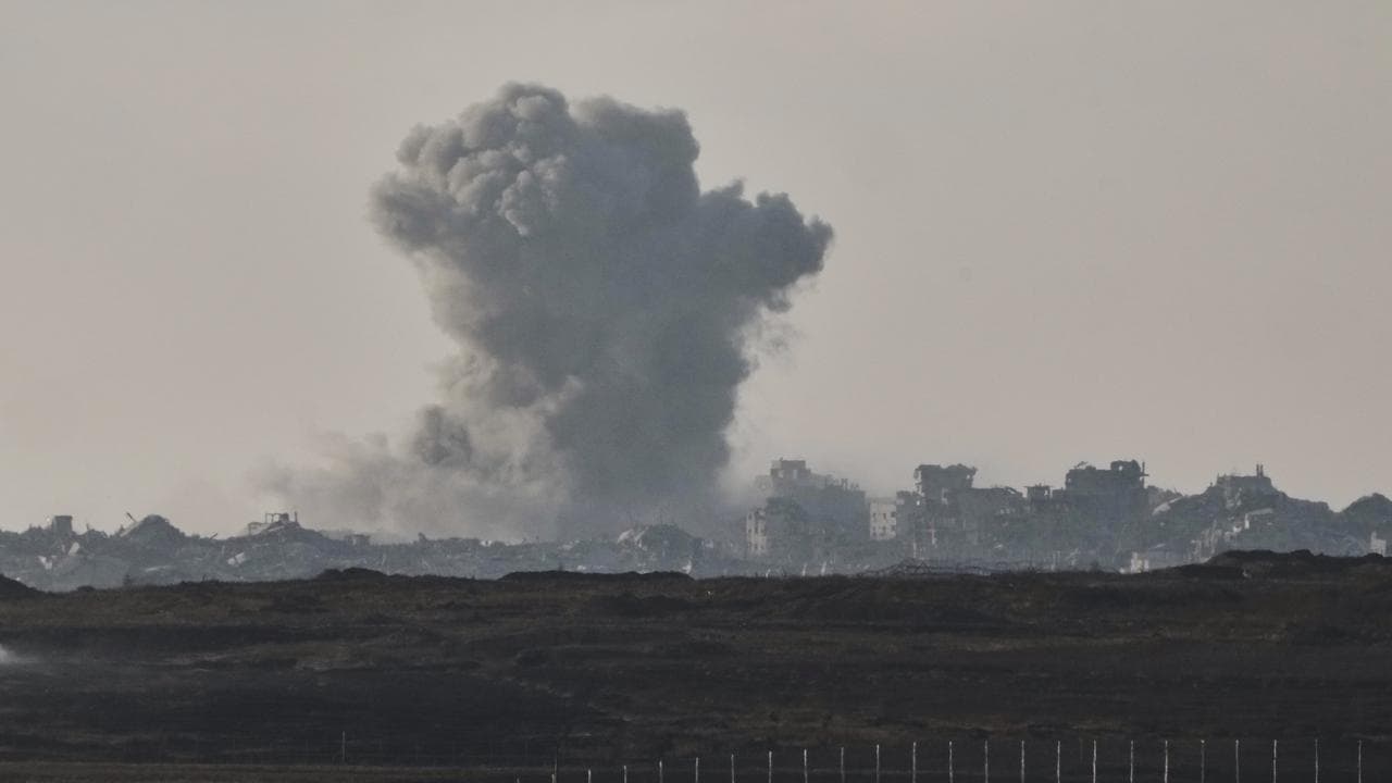 Smokes rises following an Israeli strike in the Gaza Strip