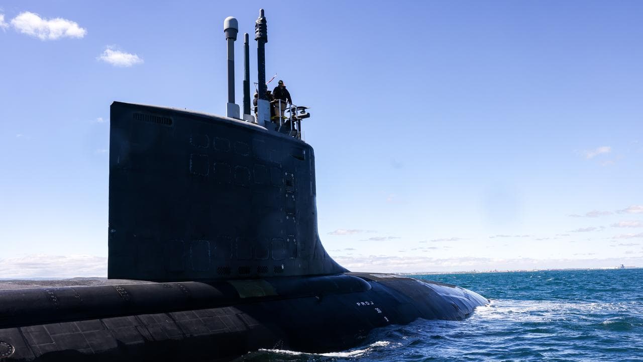A Virginia-class fast attack submarine off the coast of Perth
