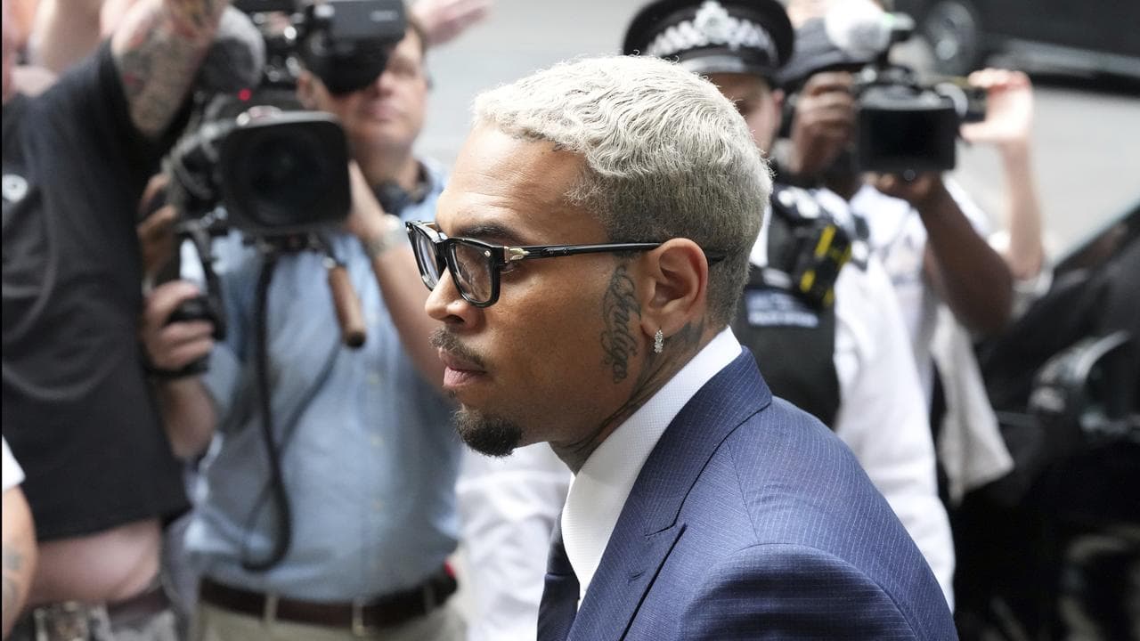 R&B singer Chris Brown arrives at Southwark Crown Court in London